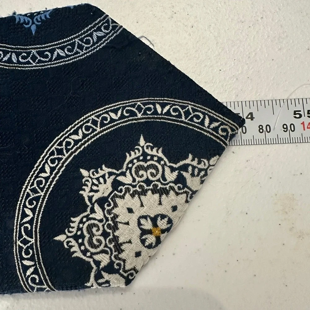 Mens Vintage Mid Century Navy Blue Medallion Mandala Wide Tie 70s Geometric